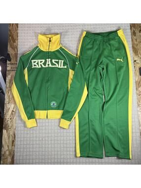 Puma Pelé Brasil Track Suit Set Medium Green Yellow